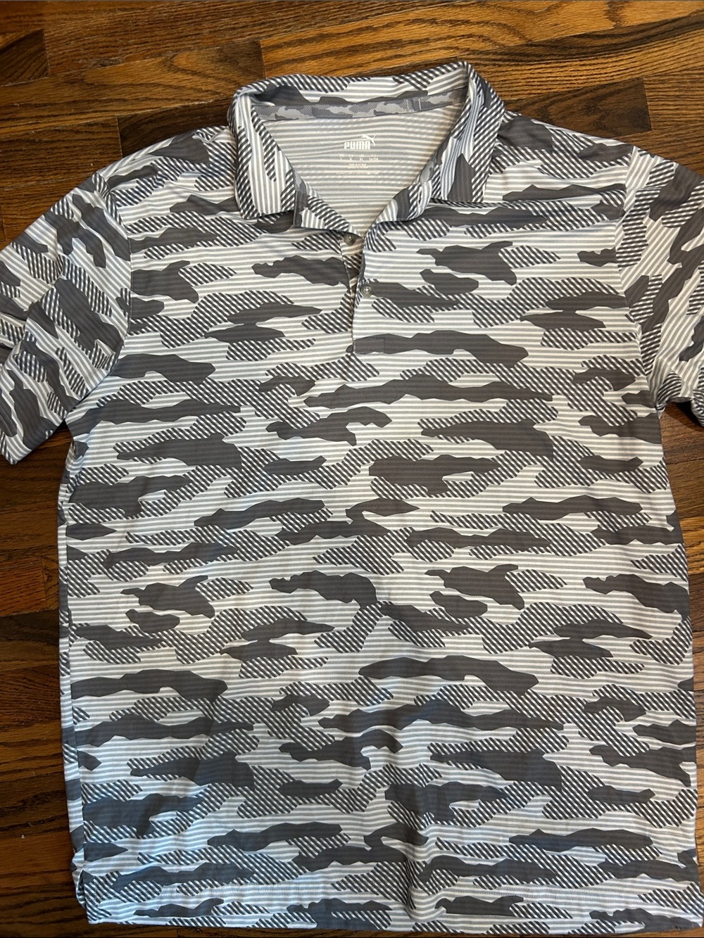Puma Men’s Gray & White Camo-Pattern Polo